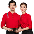 Elastic Catering Hotel Restaurant Cafe Bar Waiter Waitress Staff Workwear Top Shirt Server Shirts Uniform Long Sleeve Shirt