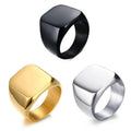 Wholesale Custom Logo Engraved Classic Dainty Men's Stainless Steel Gold Blank Signet Ring