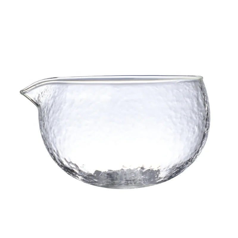 Transparent Glass Matcha Bowl with Spout Glass Matcha Bowl