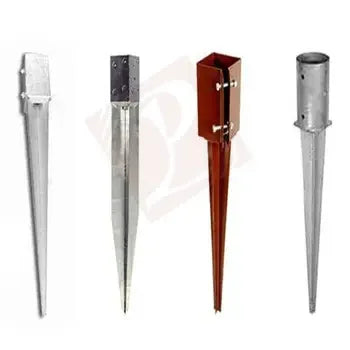 Galvanized Iron Pole Anchor Plate Spike Pointed Ground Post Anchor for Square Posts Rot Proof Longer Life TiCN Finish