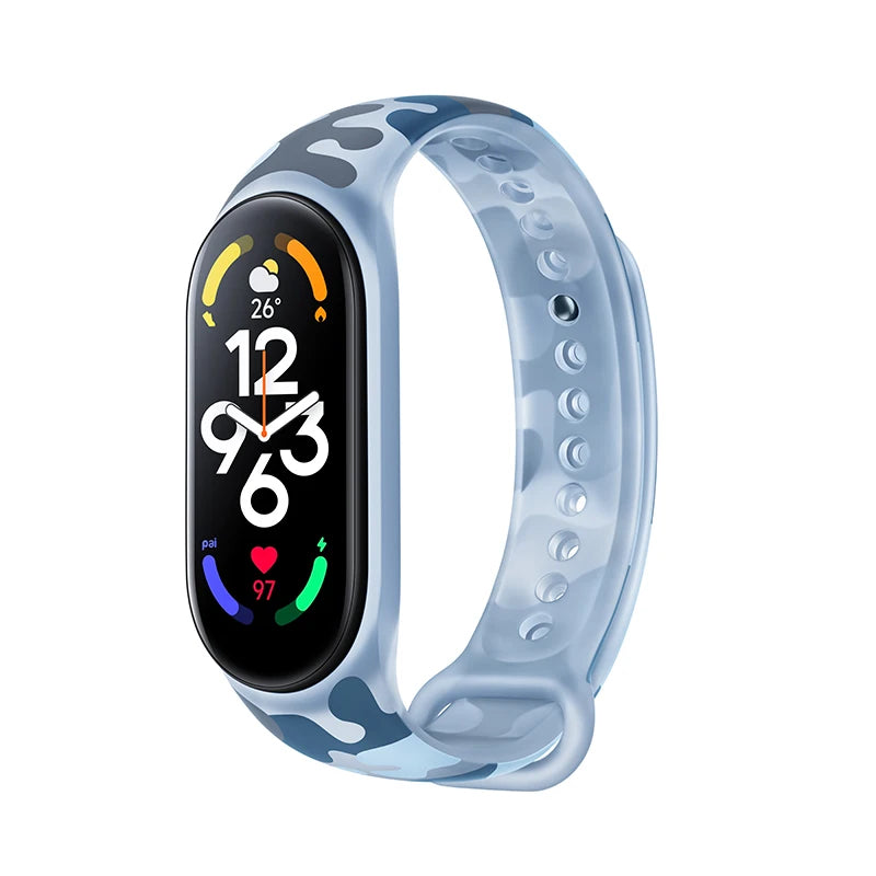 Wholesale OEM ODM Brand Your logo Offical Styles Silicone Strap for Mi Band 7 6 5 clear Camouflage Watch Band