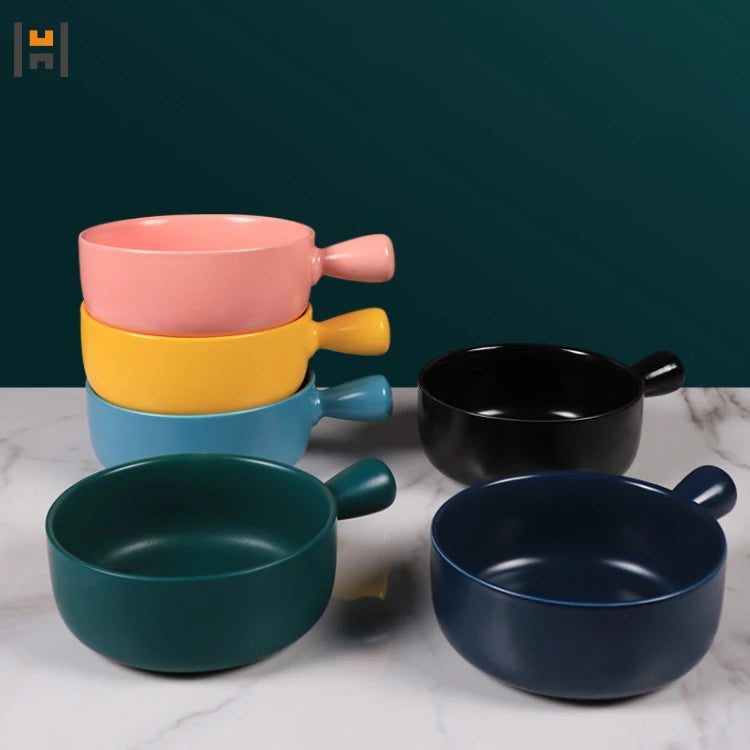 Colorful Ceramic Deep Fry Pan Cooking Pan with Handle Oven and Microwave Safe