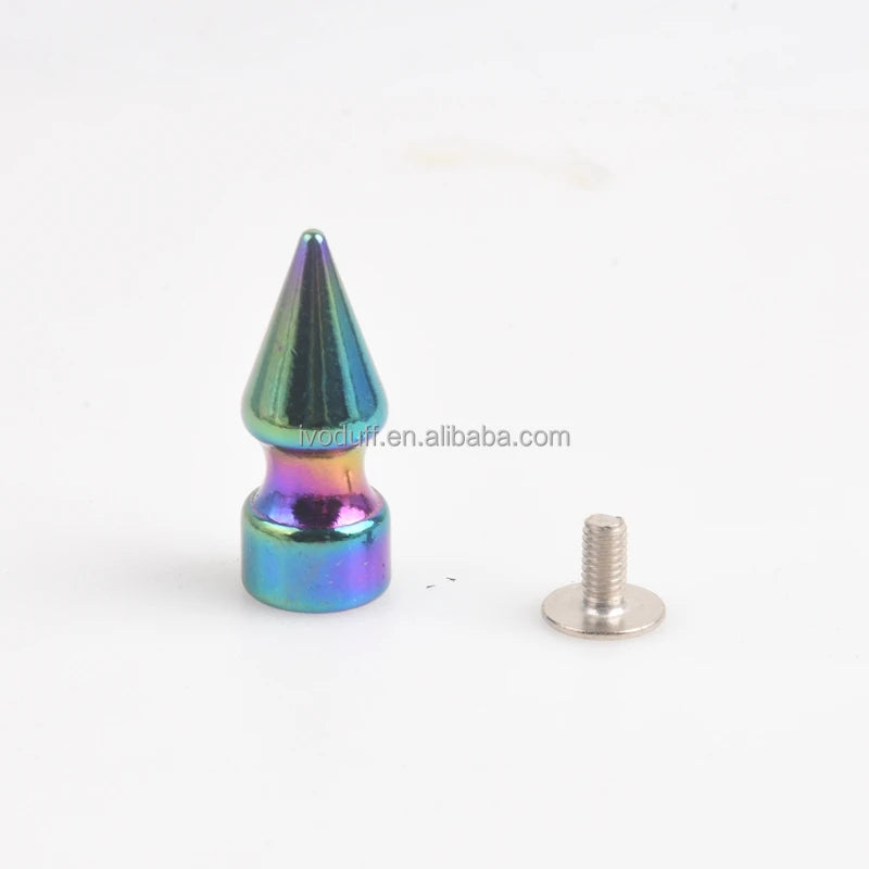 10*24mm Rainbow Leather Clothes Bag Punk Rivet DIY Crafts Metal Spike Rivet Studs