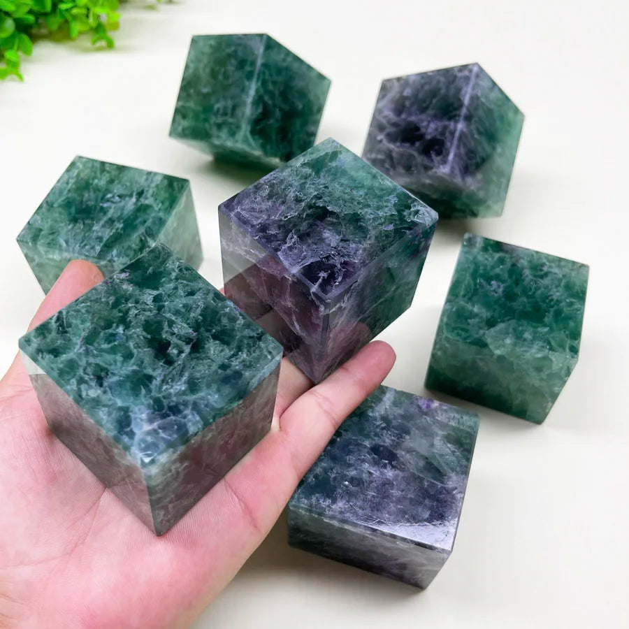 Wholesale Natural Crystal Cube Shape Rainbow Fluorite Crystal Cubes