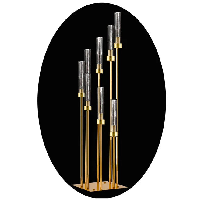 HOT 5/6/8 Arms Pillar Candlesticks Floor Candle Holders Gold Candleholder for Centerpiece Table Decorations