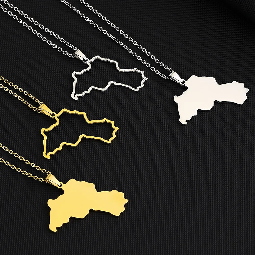 Kurdistan Map Chain Necklace Stainless Steel Silver 18K Gold Plated Enamel Kurdish Kurd National Flag Map Pendant Necklace