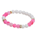 8mm Matte Fire Agate White Porcelain Beads Personalized Gold Rhinestone Spacer Accessory Simple Bracelet