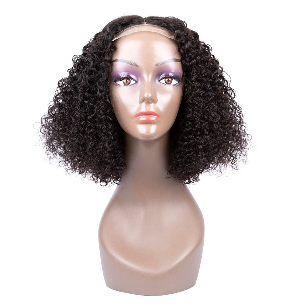Small Curl Indian Kinky Curl Closure Human Hair bob Wigs