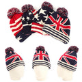 2026 Manufacturer New Product Winter Stripe Flag Wool Jacquard Knit Hats With Pom Pom Beanies Hat