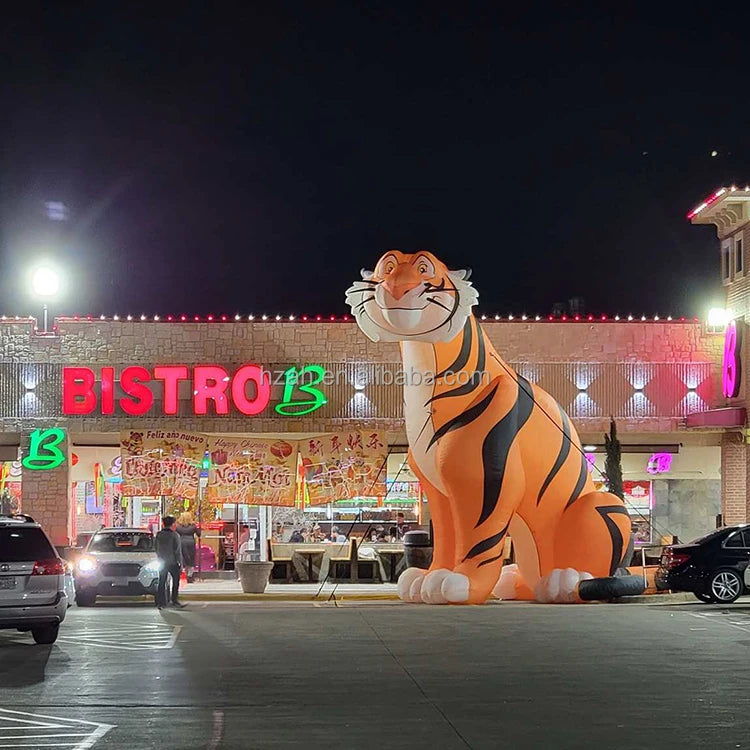 Inflatable Cute Tiger Animal Decoration 7.6m Oxford Cloth Easy Setup Plug Powered Anhang AH-IA for Outdoor Yard Use