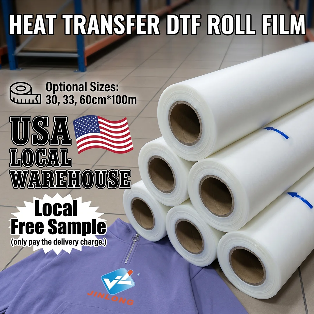 60cm 33cm 30cm*100m Dtf Film USA Warehouse Hot Peel Dtf Printer Heat Transfer Pet Film for Digital Inkjet Printer