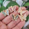 CZ8323 18k Gold Plated CZ Zircon Micro Pave Crystal Rhinestone Butterfly Charm Pendant for Necklace Jewelry Making