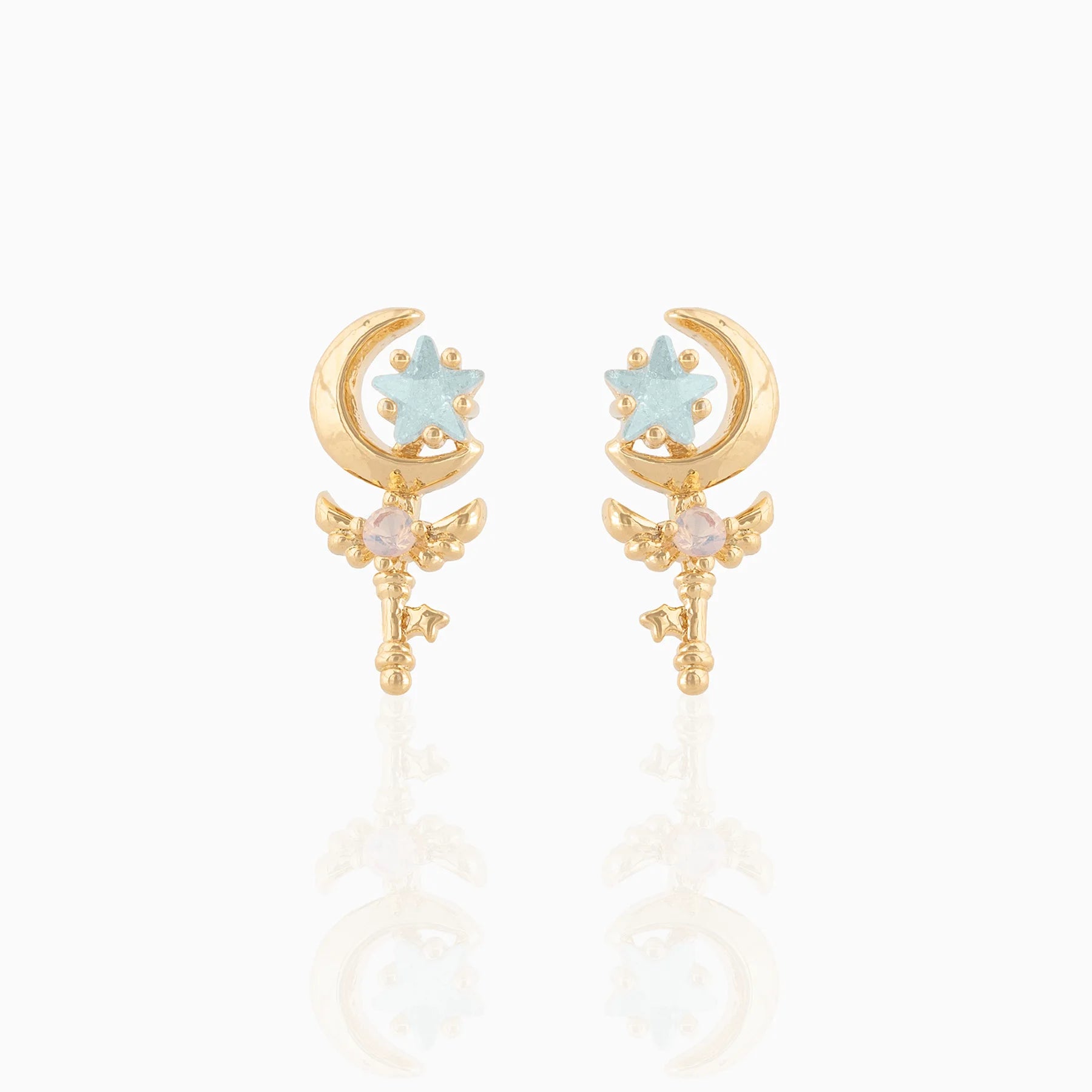 Hot 18k Gold Plated Star Moon Ladies Earrings Micro-inset Zircon Eco-friendly Brass Cute Studs Earrings for Women