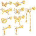Gaby Surgical Steel Ear Piercing Gold Cartilage Fashion Crystal Pendant Costume Jewelry Butterfly Pendant Jewellery for Women