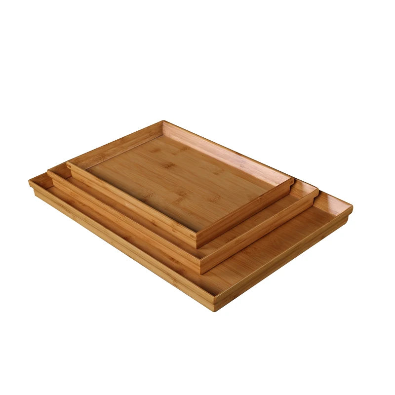 Free Sample Biodegradable 100% Natural Wooden Trays Serving Bamboo Set for Tea