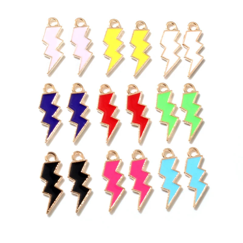 20Pcs/lot 7*20mm Alloy Metal Drop Oil Lightning Charms Nature Pendant for DIY Bracelet Necklace Jewelry Making