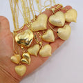 NM1318  Large Big Chunky 18k Shiny Matte Gold Plated 3D Puffy Puffed Puff  Love Heart Pendant Women's Chain Necklace