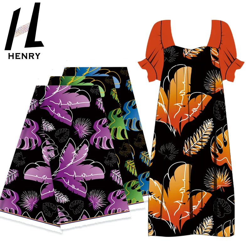 Shaoxing Affordable Polyester Plants and Leaves Print Design Pacific Islander Style Mumu Dress Fabrics by the Yard