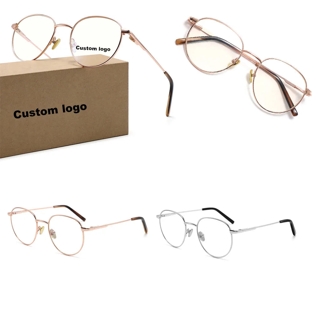 New Arrivals Fashion Women Gold Stainless Steel Glasses Frames Anti Blue Light Blocking Eyeglasses