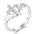 Wholesale Price Solid 925 Sterling Silver Ring Rhodium Plated Hypoallergenic Minimalist Angel Wing Cross Band