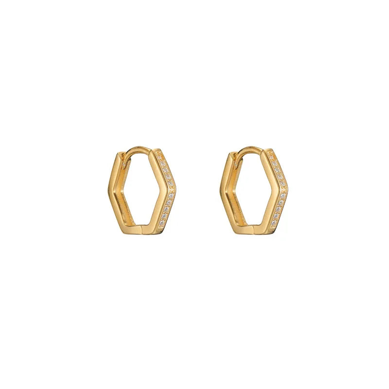 925 Sterling Silver Geometry Hoop Earrings for Women Fashion Silver Gold Jewelry Trendy 2021