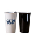 Double Wall Insulated 12oz Take Away Tumbler Ceramic Cups Mug with PP Lid