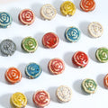 Dainty 16.5*7mm Colorful Ceramic Clay Beads Handmade Flat Rose Flower Loose Bead Charm for DIY Jewelry Making Accessories