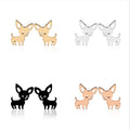 SC Golden Animal Dog Stud Earrings Stainless Steel Puppy Animal Earrings Stainless Steel Dog Chihuahua Stud Earrings for Women
