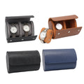 Couple Two-Slot Portable Travel Bag Black Gray Green Brown Watch Roll Box Protective Leather Watch Packaging Case