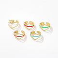 BINSHUO Boho Retro Heart Ring Open Adjustable Ring Stainless Steel Queen Crown Dripping Oil Enamel Irregular Twist Finger Ring