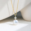 Wholesale 925 Sterling Silver Pearl  Zircon Stone Gold Plated Pendant Necklace for Women Daily Wear With Fine Dainty