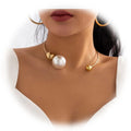 GT New Arrival Fashion Open Choker Necklaces Big Pearl Choker Adjustable Necklaces Women Girls