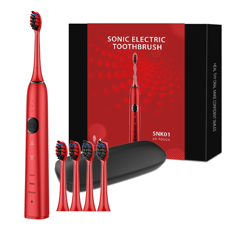 Adult Waterproof Sonic Automatic 3 Mode Powerful USB Rechargeable Medium Bristle Battery Powered Electric Toothbrush for Home
