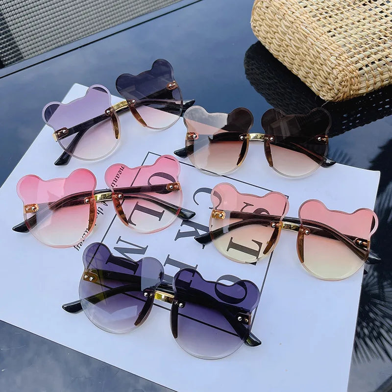 Hot Sell China Sunglass Manufacturers Children Uv400 Kids Frameless Bear Fashioneye Glasses Children Uv Sunglasses Girls Boy