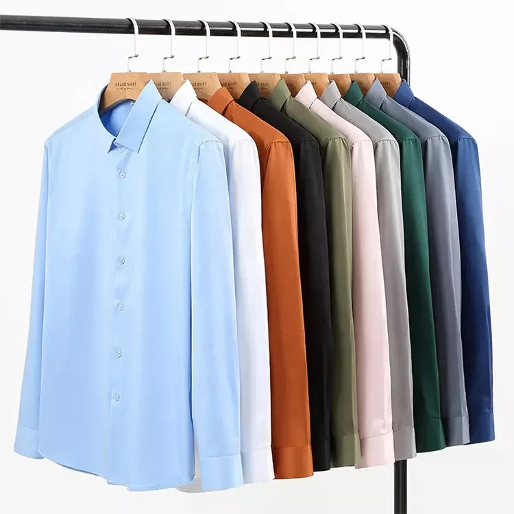 Linen Shirt Fabric Luxury Designer Check Stylish Cotton Branded Customize Printed Tattoo Hawaiian Men's Long Sleeve Shirt
