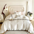 Customizable White Summer Embroidery Duvet Cover  100%lyocell Fiber Double Size Bed Sheet Bedding Set