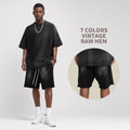 YQ 440gsm Heavyweight Customization Summer High Street Vintage Elastic Waist Blank Acid Wash Shorts for Men