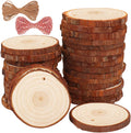 Tailai 2.36-3.93 in Unfinished Natural Pine Wood Slice with Hole Wooden DIY Round Crafts Homemade Ornaments House Decoration