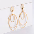 Hot Sale 18k Gold Plated Ellipse Stainless Steel Fashion Geometric Oval Hoop Earrings for Women  /ladies