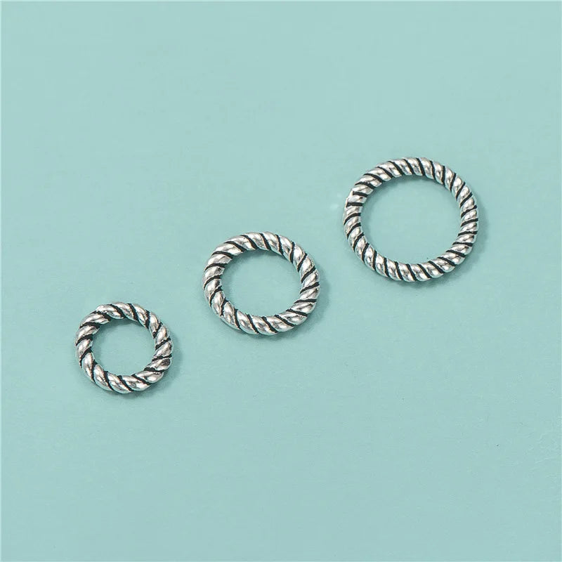 Latest Design 925 Sterling Antique Silver Round Closed Ring Twisted Wire Beads in Jewelry Findings