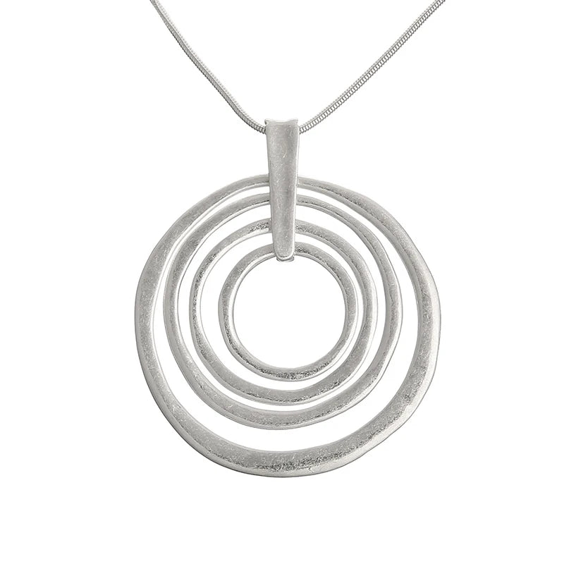 Long Sweater Necklace 4 Circles Pendant 40th Birthday Gift for Her