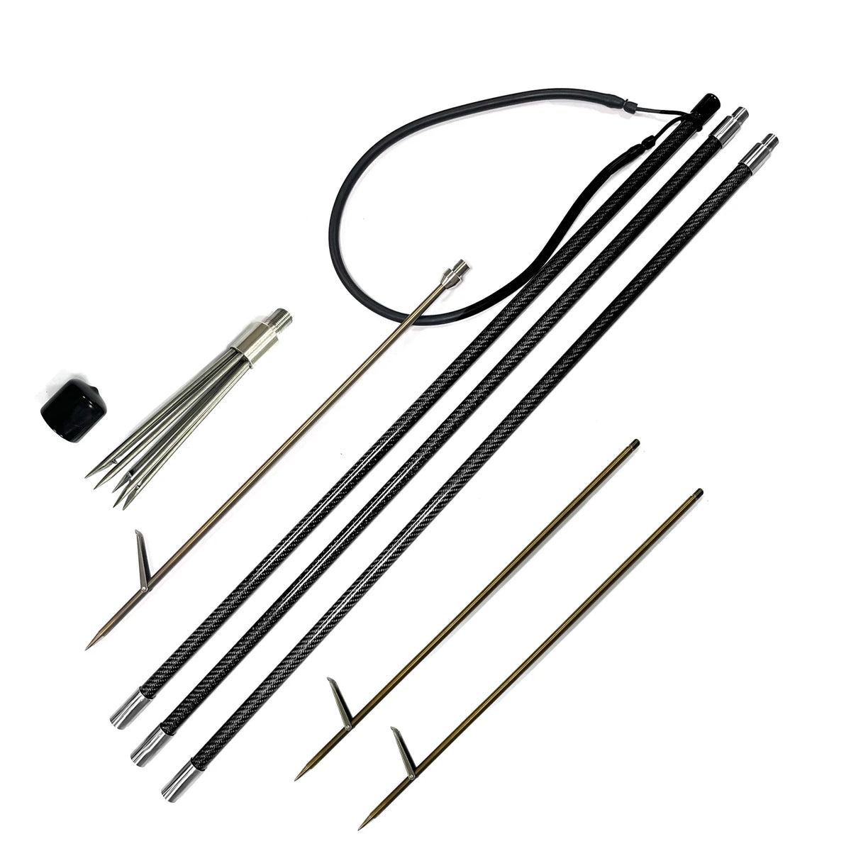 Travel Adjustable Hand Carbon Fiber Single Hook with Barb Gaff Hawaiian Sling Pole Spear Kit for Spearfishing