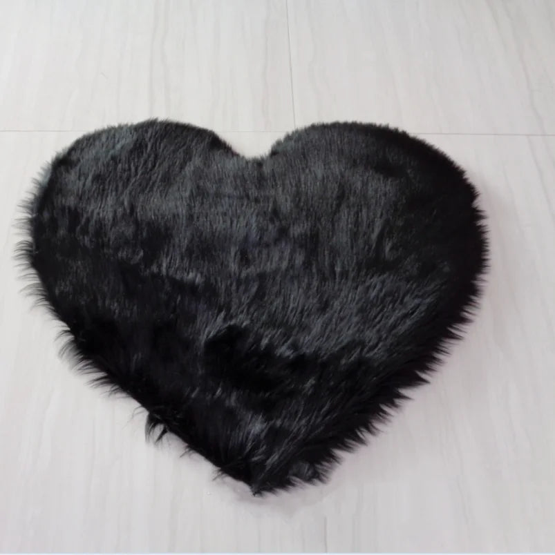 Super Soft Plush Fabric Machine Made Flat Weave High Pile Heart Shaped Faux Sheepskin Rugs Carpets Suede Back for Home Living