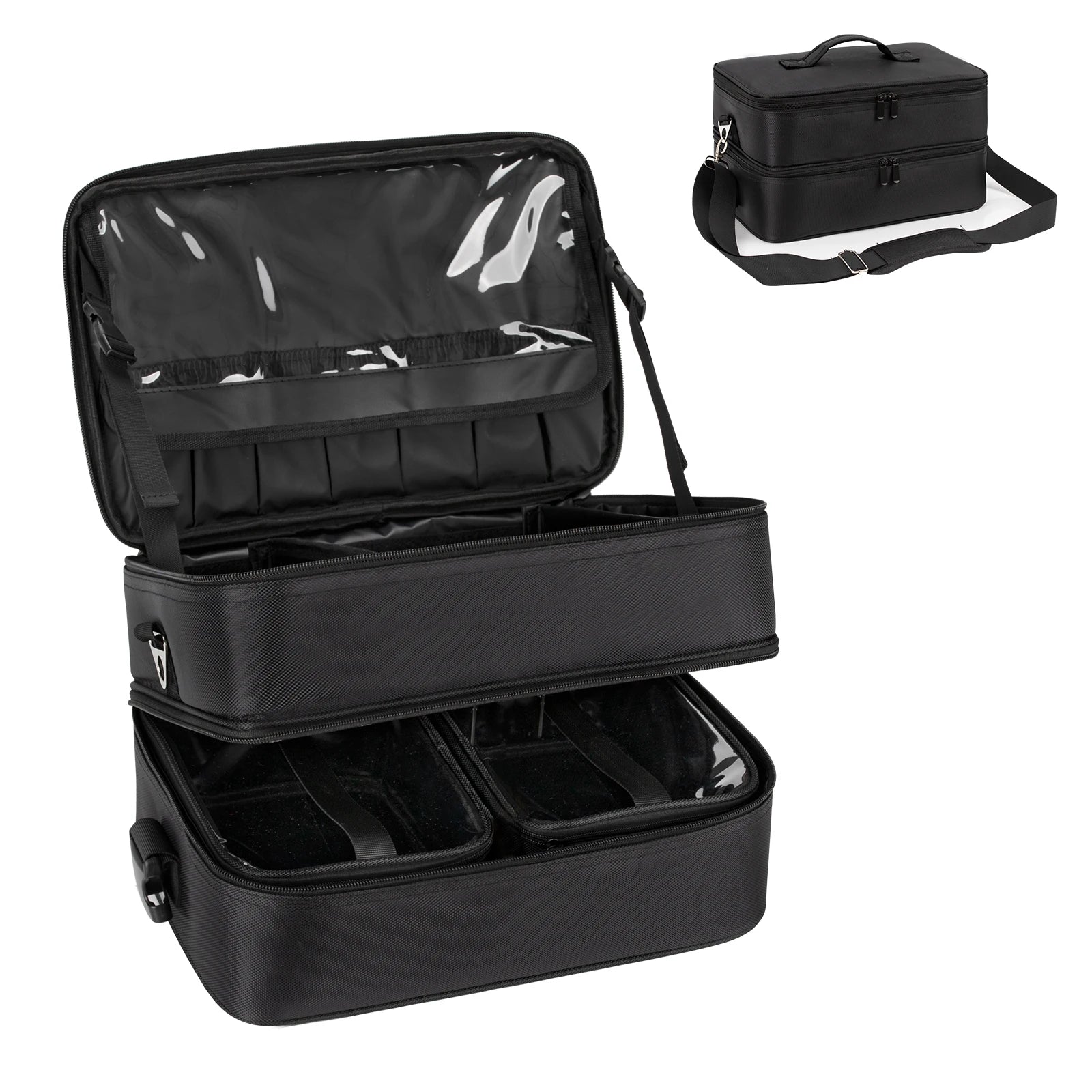 Relavel Makeup Artist Travel Train Case Cosmetic Bags Storage Organizer Large Makeup Case