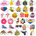 Rubber Keychain French Fries Doughnuts Hamburgers Popcorn Cartoon Key Rings Custom Key Holder Fit Kids Boy Girl Keys Bag Trinket