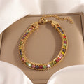2026 Personality Elegant Colorful Titanium Steel Diamond  Colorful Geometric Crystal Zircon Bracelet for Women