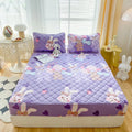 Ultrasonic Composite Printed Waterproof Polyester Mattress Protector Fitted Bedsheet Set Pillowcase-King Queen Size Covers