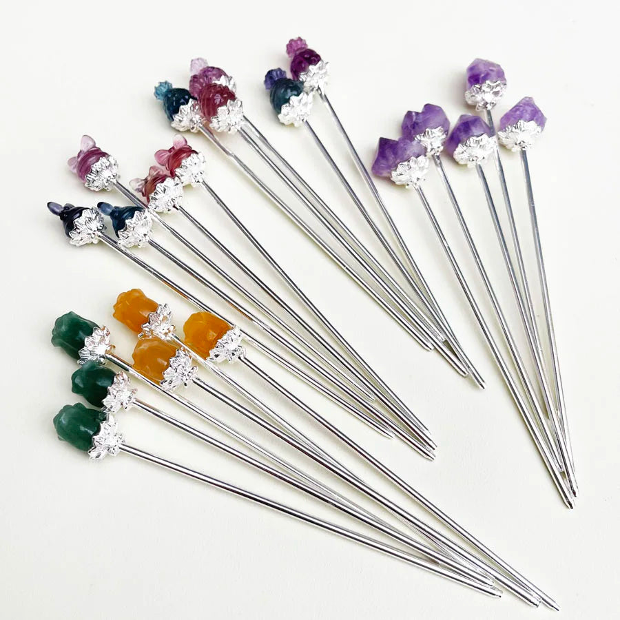Wholesale Natural Crystal Gemstone Jewelry Raw Amethyst Specimen Hairpin