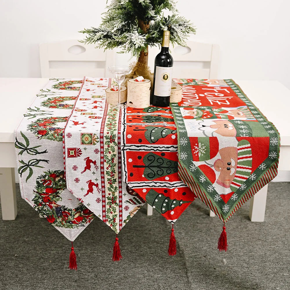 HB-138 Christmas Embroidered Table Runner for Dining Xmas Decoration MegaBDM