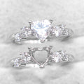 Sterling Silver 6*6mm Semi Mount Heart Shape Ring Empty Frame Blank Claws Setting S925 Base Without Center Stone for DIY Inlay